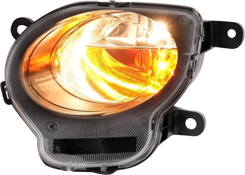 زوج HECASA مصباح إشارة الانعطاف متوافق مع 2012-2019 Fiat 500 (غير مناسب لـ Abarth) مصباح إشارة الانعطاف مع استبدال المصباح لـ FI2532100 FI2533100 عدسة شفافة + غطاء كروم للركاب وجانب السائق in Kuwait