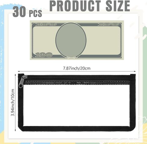 Honoson 60 Pack Clear Cash Money Pouch 3.9 x 7.8 Inch Bank Deposit Bag Clear Zipper Cash Envelopes Check Wallet, Multipurpose Utility Storage Bag in Saudi Arabia
