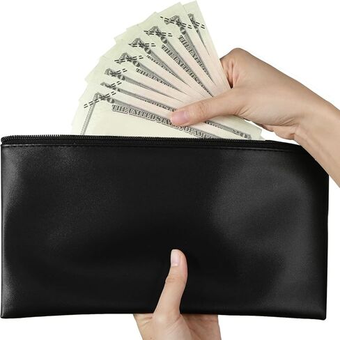 Black Money Bag With Zipper - 11x6.3 Inch Cash, Coin, Cosmetics, Bill Holder in Saudi Arabia