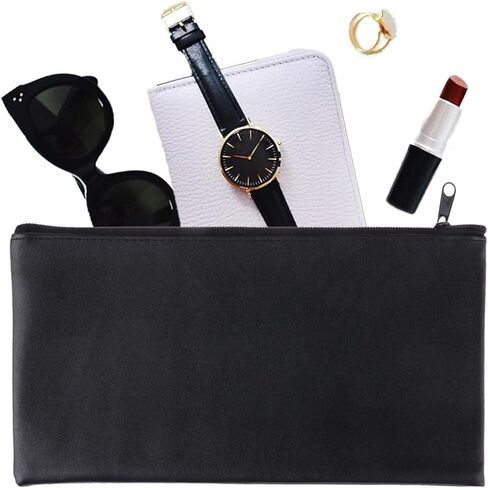 Black Money Bag With Zipper - 11x6.3 Inch Cash, Coin, Cosmetics, Bill Holder in Saudi Arabia