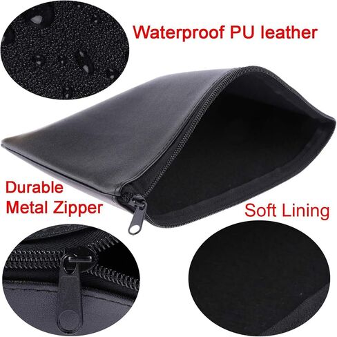 Black Money Bag With Zipper - 11x6.3 Inch Cash, Coin, Cosmetics, Bill Holder in Saudi Arabia