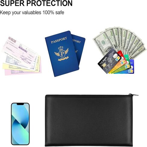 Black Money Bag With Zipper - 11x6.3 Inch Cash, Coin, Cosmetics, Bill Holder in Saudi Arabia