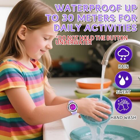 DTKID Digital kids Watch,waterproof 3ATM,Easy to Read,7 Color Lights,Time Teaching Watch for Boys,Soft Band Wrist Watch for Girls Boys in Kuwait