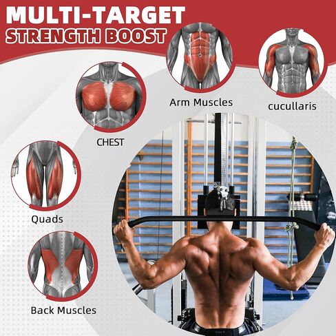 مرفق آلة كابل Fitvids، مرفق كابل سحب لأسفل لصالة الألعاب الرياضية، يتضمن حبل ثلاثي الرؤوس بمقبض على شكل حرف V، وقضيب دوار، وقضيب على شكل حرف V، كروم in Kuwait