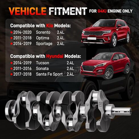 G4KJ 2.4L محرك العمود المرفقي توصيل قضبان المحامل المتوافقة مع Hyundai Santa Fe/Santa Fe Sport Sonata Tucson، Kia Sportage Sorento Optima Forte Rondo استبدال # 23111-2G200 23510-2G500 in Kuwait