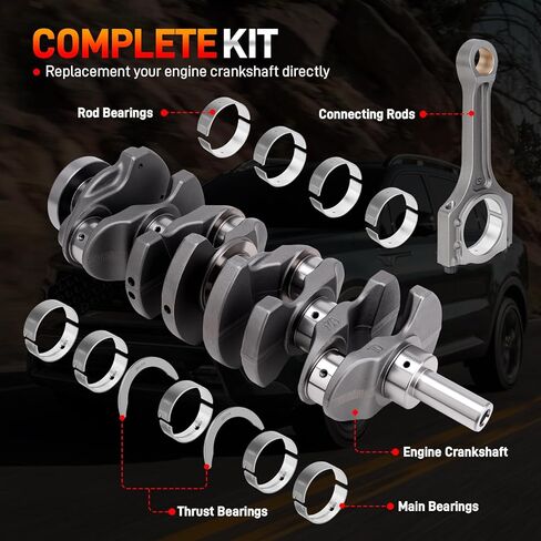 G4KJ 2.4L محرك العمود المرفقي توصيل قضبان المحامل المتوافقة مع Hyundai Santa Fe/Santa Fe Sport Sonata Tucson، Kia Sportage Sorento Optima Forte Rondo استبدال # 23111-2G200 23510-2G500 in Kuwait