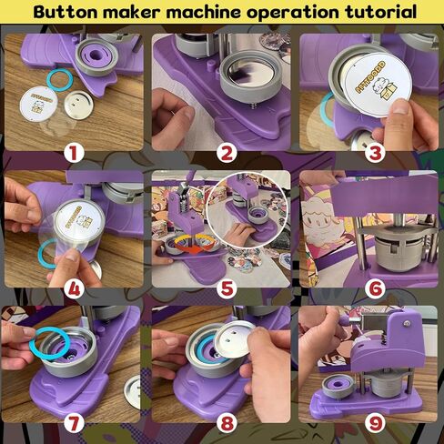 Pink Button Maker Machine 58mm (2.25 inch), DIY Button Pin Maker Machine Comes with Free Button Parts, Circle Cutter, Cutting Board, Pattern Paper, Holographic Bags, Colored Film, and Protective Case in Kuwait