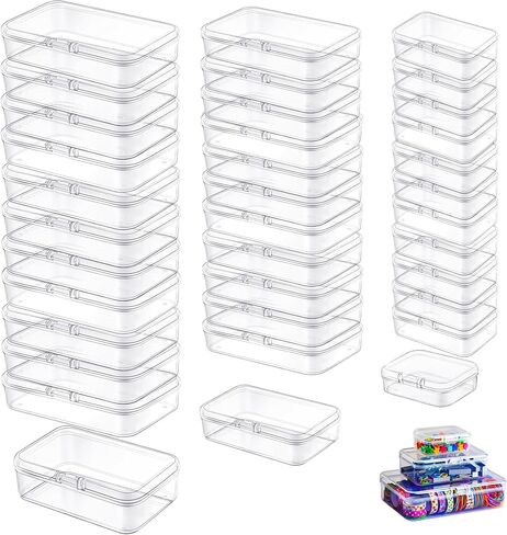 LJY 36 Pieces Mixed Sizes Rectangular Empty Mini Plastic Storage Containers with Lids for Small Items and Other Craft Projects (Clear) in Saudi Arabia