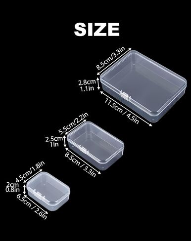 LJY 36 Pieces Mixed Sizes Rectangular Empty Mini Plastic Storage Containers with Lids for Small Items and Other Craft Projects (Clear) in Saudi Arabia
