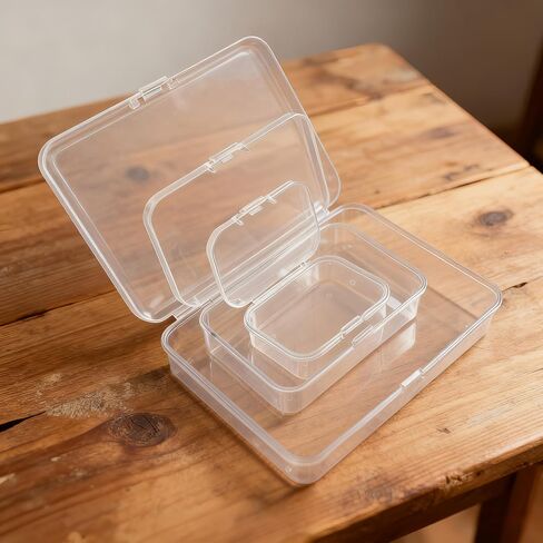 LJY 36 Pieces Mixed Sizes Rectangular Empty Mini Plastic Storage Containers with Lids for Small Items and Other Craft Projects (Clear) in Saudi Arabia