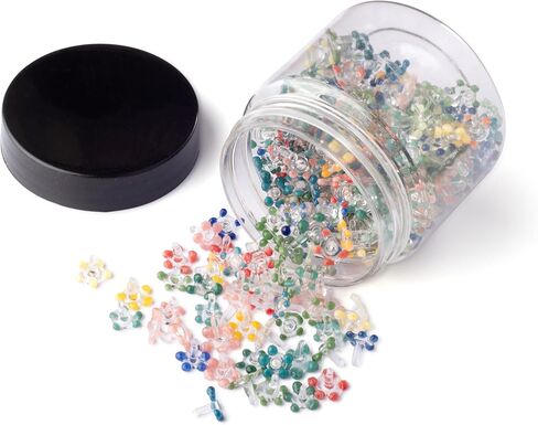 200 PCS Daisy Flower Glass Beads with Storage Jar| Thicker and Consistent Size Daisies | Premium Assorted and Vibrant Colour Daisies. in Saudi Arabia