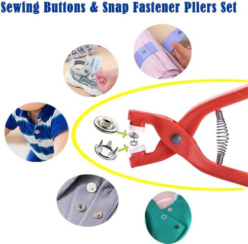 Snap Button Kit with Hand Pressure Pliers, 50 Metal Snap Buttons in Clear Box - for Sewing DIY Crafts, Clothes, Hats, Bags & More - Gift for Crafters & DIY Enthusiasts in Kuwait