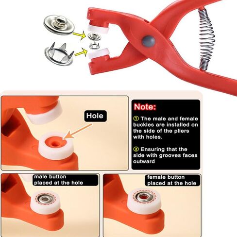 Snap Button Kit with Hand Pressure Pliers, 50 Metal Snap Buttons in Clear Box - for Sewing DIY Crafts, Clothes, Hats, Bags & More - Gift for Crafters & DIY Enthusiasts in Kuwait