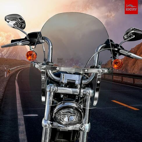 Universal 18"x16" Motorcycle Windshield Windscreen Compatible with Harley Davidson Honda Kawasaki Suzuki Yamaha Cruiser Savage Intruder Volusia Boulevard Vulcan Vn (Light Smoke) in Saudi Arabia