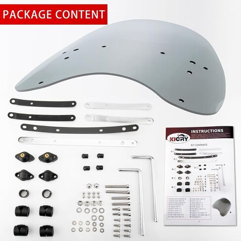 Universal 18"x16" Motorcycle Windshield Windscreen Compatible with Harley Davidson Honda Kawasaki Suzuki Yamaha Cruiser Savage Intruder Volusia Boulevard Vulcan Vn (Light Smoke) in Saudi Arabia