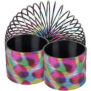 The Dreidel Company Metallic Coil Spring, Rainbow Magic Springy Toy for Kids, Party Favor, Birthday Parties, Carnival Prizes, Goody Bag Filler, 3" (4-Pack) in Saudi Arabia