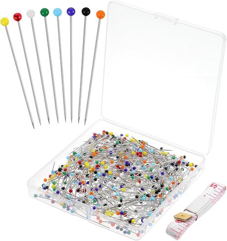 Grevosea 500 Pcs Straight Pins Sewing Pins, 1.5 Inch Colored Glass Head Dressmaking Pins for Sewing & Quilting Stainless Steel Pins for Fabric DIY Crafts Wedding Bouquets Jewelry Making in Saudi Arabia