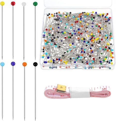 Grevosea 500 Pcs Straight Pins Sewing Pins, 1.5 Inch Colored Glass Head Dressmaking Pins for Sewing & Quilting Stainless Steel Pins for Fabric DIY Crafts Wedding Bouquets Jewelry Making in Saudi Arabia