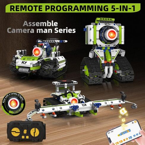 STEM Robot kit for Kids Ages 8-12, 429PCS 5 In1 Building Blocks Kit, Remote & App Control Robotic Toys, Scientific Construction Sets for Kids 8 9 10 11 12 13 in Kuwait
