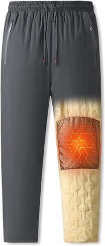 Mens Winter Warm Sweatpants，Windproof Straight Leg Casual Pants, Fleece Warm Jogging Pants, Outdoor Clothing in Saudi Arabia