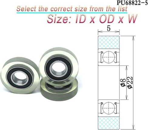 1PCS Dia 22mm Bore 6mm Polyurethane Vending Machine Bearing Roller PU69622-7 Currency Count Machine PU Rubber Pulley(PU60620-8.5 6x20x8.5) in Saudi Arabia