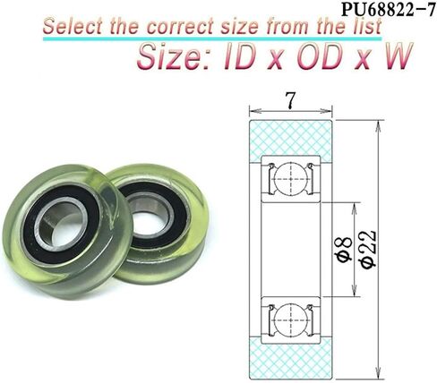 1PCS Dia 22mm Bore 6mm Polyurethane Vending Machine Bearing Roller PU69622-7 Currency Count Machine PU Rubber Pulley(PU60620-8.5 6x20x8.5) in Saudi Arabia