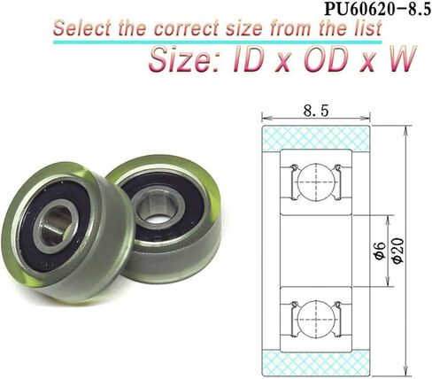 1PCS Dia 22mm Bore 6mm Polyurethane Vending Machine Bearing Roller PU69622-7 Currency Count Machine PU Rubber Pulley(PU60620-8.5 6x20x8.5) in Saudi Arabia