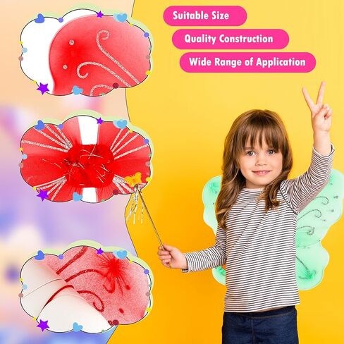 36 Pack Princess Wings Set Includes 18 Pack Girls Fairy Wings Bulk Butterfly Wings Butterfly Angel Costume Wing and 18 Pcs Fairy Wands for Kids Halloween Cosplay Party Dress up, Pink in Saudi Arabia