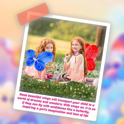 36 Pack Princess Wings Set Includes 18 Pack Girls Fairy Wings Bulk Butterfly Wings Butterfly Angel Costume Wing and 18 Pcs Fairy Wands for Kids Halloween Cosplay Party Dress up, Pink in Saudi Arabia