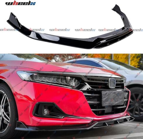 Front Lip Compatible with 2021-2022 Honda Accord 10.5th Gen, JDM Bumper Air Dam Lower Chin Spoiler Splitter Protection Body Kit (Glossy Black) in Kuwait
