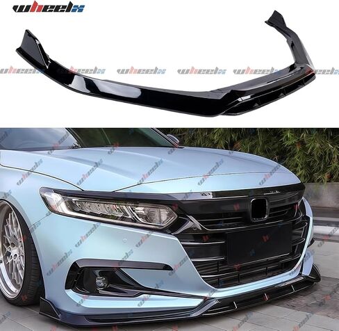 Front Lip Compatible with 2021-2022 Honda Accord 10.5th Gen, JDM Bumper Air Dam Lower Chin Spoiler Splitter Protection Body Kit (Glossy Black) in Kuwait