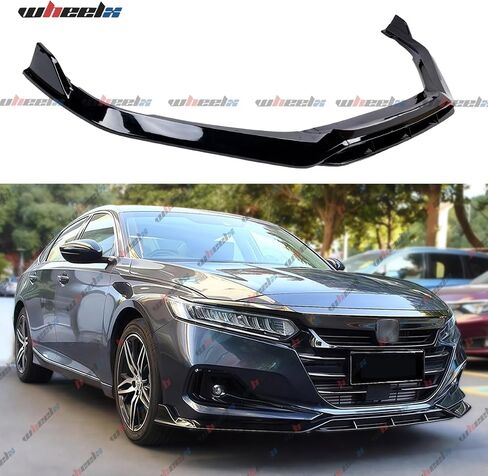 Front Lip Compatible with 2021-2022 Honda Accord 10.5th Gen, JDM Bumper Air Dam Lower Chin Spoiler Splitter Protection Body Kit (Glossy Black) in Kuwait