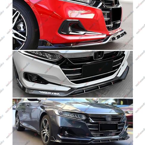 الشفة الأمامية متوافقة مع 2021-2022 Honda Accord 10.5th Gen، JDM Bumper Air Dam الجزء السفلي من الذقن المفسد مجموعة حماية الجسم (أسود لامع) in Kuwait
