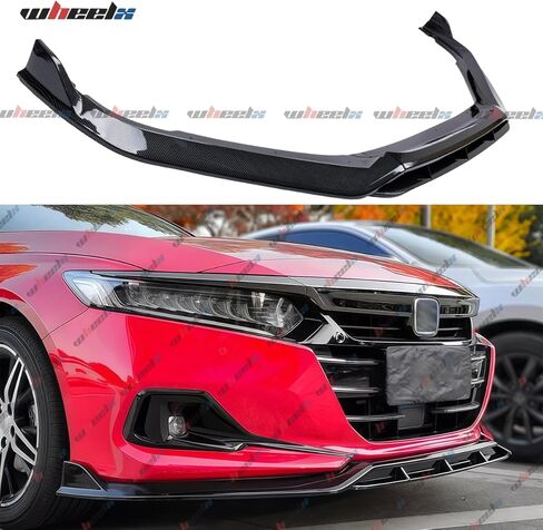 الشفة الأمامية متوافقة مع 2021-2022 Honda Accord 10.5th Gen، JDM Bumper Air Dam الجزء السفلي من الذقن المفسد مجموعة حماية الجسم (أسود لامع) in Kuwait