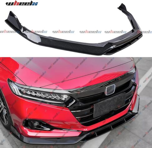 الشفة الأمامية متوافقة مع 2021-2022 Honda Accord 10.5th Gen، JDM Bumper Air Dam الجزء السفلي من الذقن المفسد مجموعة حماية الجسم (أسود لامع) in Kuwait