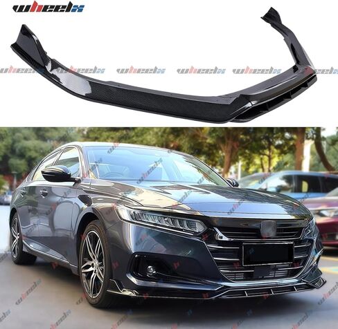 الشفة الأمامية متوافقة مع 2021-2022 Honda Accord 10.5th Gen، JDM Bumper Air Dam الجزء السفلي من الذقن المفسد مجموعة حماية الجسم (أسود لامع) in Kuwait