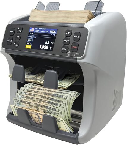 ماكينة عد النقود Dusk فئة مختلطة، ماكينة عداد الفواتير DT500 متعددة العملات من فئة الأعمال، كشف التزييف 1CIS/UV/MG، عداد العملات، عد القيمة والطباعة in Saudi Arabia