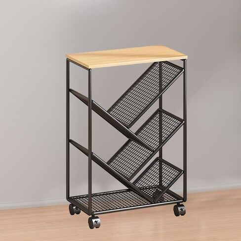 Generic Rolling Bookshelf, Multifunctional Storage Shelf, Mobile, Cart, Organizer for Classroom, Home, Bathroom for, Black in Saudi Arabia