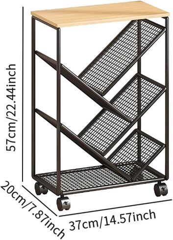 Generic Rolling Bookshelf, Multifunctional Storage Shelf, Mobile, Cart, Organizer for Classroom, Home, Bathroom for, Black in Saudi Arabia