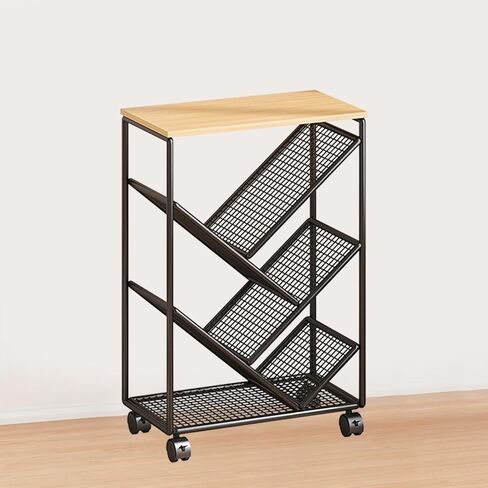 Generic Rolling Bookshelf, Multifunctional Storage Shelf, Mobile, Cart, Organizer for Classroom, Home, Bathroom for, Black in Saudi Arabia