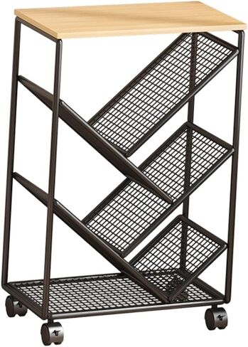 Generic Rolling Bookshelf, Multifunctional Storage Shelf, Mobile, Cart, Organizer for Classroom, Home, Bathroom for, Black in Saudi Arabia