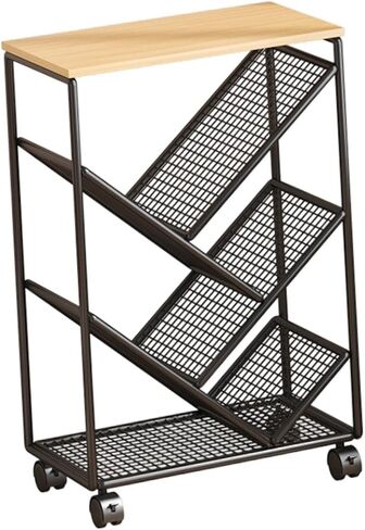 Generic Rolling Bookshelf, Multifunctional Storage Shelf, Mobile, Cart, Organizer for Classroom, Home, Bathroom for, Black in Saudi Arabia