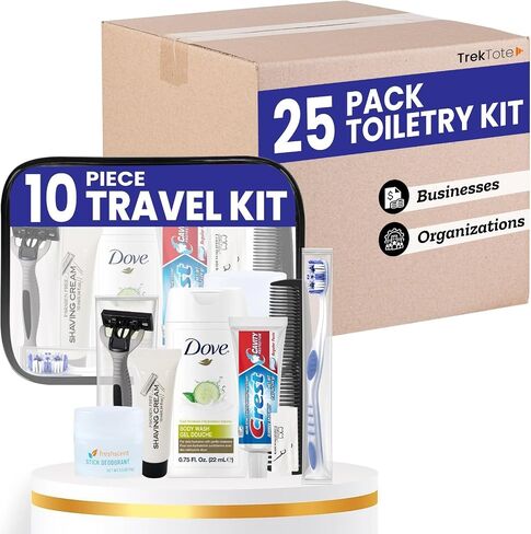 TrekTote 10-Piece Travel Toiletry Convenience Kit - Personal Care Travel Hygiene Essentials Bag with Unisex Toiletries. TSA-Approved Travel Size Kit for Men and Women with Essential Toiletries. in Saudi Arabia