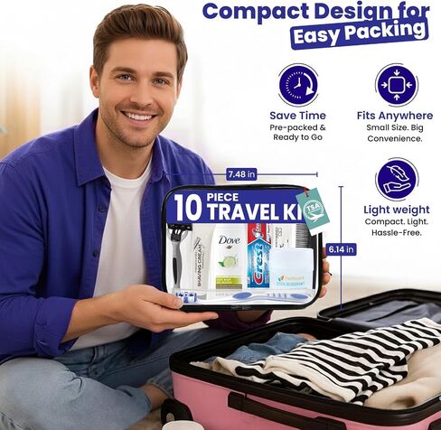 TrekTote 10-Piece Travel Toiletry Convenience Kit - Personal Care Travel Hygiene Essentials Bag with Unisex Toiletries. TSA-Approved Travel Size Kit for Men and Women with Essential Toiletries. in Saudi Arabia