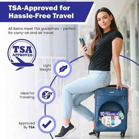 TrekTote 10-Piece Travel Toiletry Convenience Kit - Personal Care Travel Hygiene Essentials Bag with Unisex Toiletries. TSA-Approved Travel Size Kit for Men and Women with Essential Toiletries. in Saudi Arabia