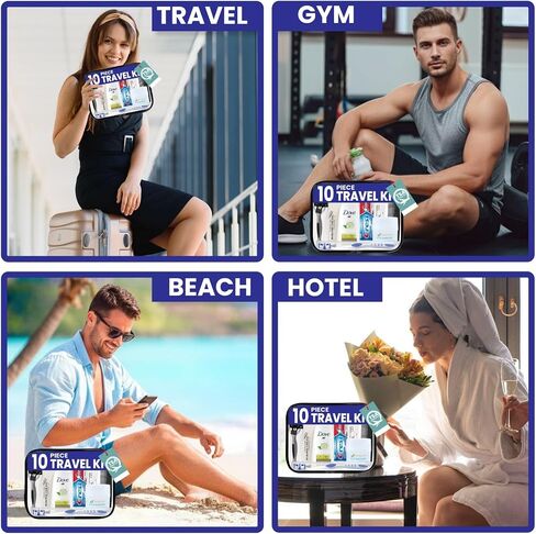 TrekTote 10-Piece Travel Toiletry Convenience Kit - Personal Care Travel Hygiene Essentials Bag with Unisex Toiletries. TSA-Approved Travel Size Kit for Men and Women with Essential Toiletries. in Saudi Arabia