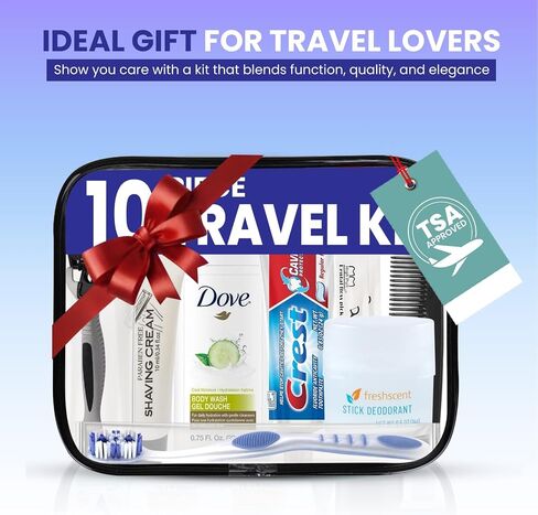 TrekTote 10-Piece Travel Toiletry Convenience Kit - Personal Care Travel Hygiene Essentials Bag with Unisex Toiletries. TSA-Approved Travel Size Kit for Men and Women with Essential Toiletries. in Saudi Arabia