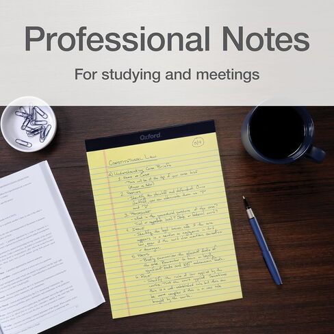 وسادات أكسفورد القانونية 8.5 × 11، 12 حزمة، مسطرة عريضة، ورق أصفر، 50 ورقة لكل لوحة كتابة، صنع في الولايات المتحدة الأمريكية (74020) in Kuwait