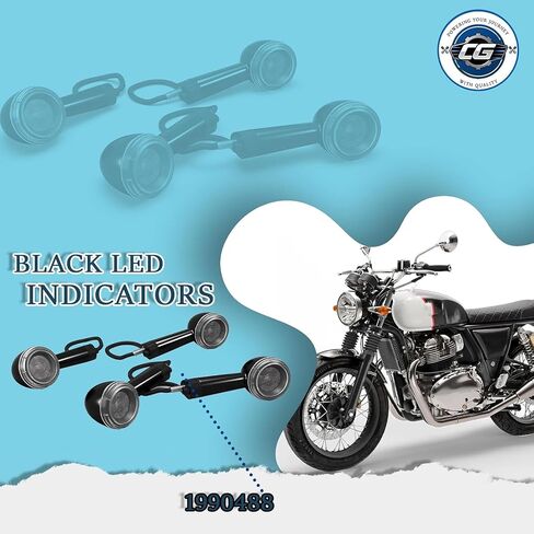 Fit for Royal Enfield LED Turn Signal Indicators – Black, Set of 4 pcs | Front & Rear Amber Replacement Lights with ABS Plastic & Plug-in Connector | Compatible with Interceptor 650 & Continental GT in Saudi Arabia