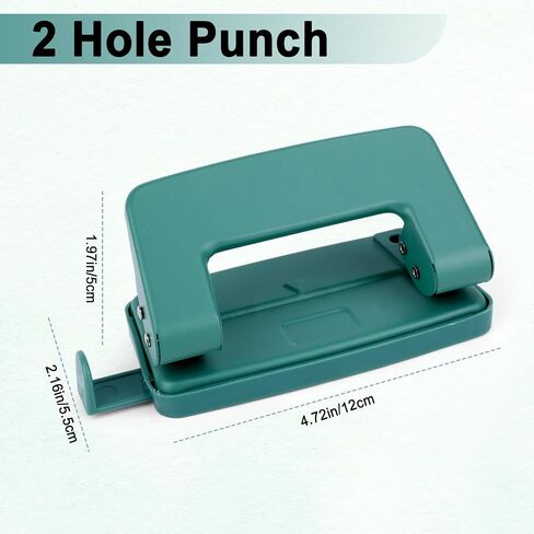 2 Hole Paper Punch,Metal Two Hole Punch，Adjustable 2 Hole Paper Puncher for A4/A5/B5 Looseleaf Book and Home Supplies（Green） in Saudi Arabia